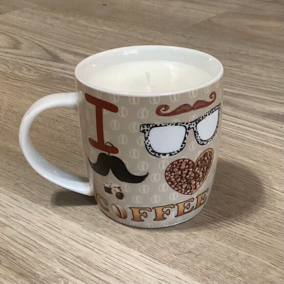 I Love Coffee Mug Candle 11oz – Midnight Bourbon | Repurposed Vessel - Picture 3 of 5